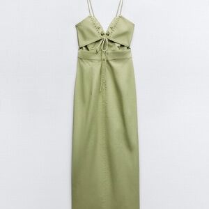 NWT XS Green Linen scrappy dress